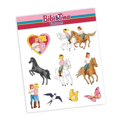 Produktbild von Tattoobogen "Bibi & Tina" mit 9 Tattoos