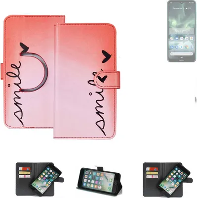 Produktbild von K-S-Trade Schutzhülle Handyhülle kompatibel mit Nokia 7.2 Hülle cover bookstyle Etui ''smile'' rot Standfunktion Kameraschutz (1Stk)