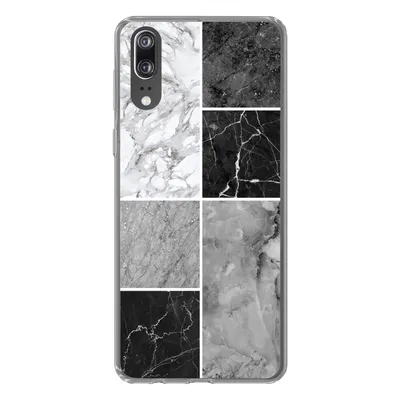 Produktbild von MuchoWow® Handyhülle Schutzhülle Hülle für Huawei P20 Marmor - Schwarz - Weiß Silikon Softcase Handy Hülle - Hardcover