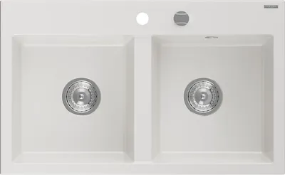 Produktbild von Mexen Hektor Granitspüle 2-Komponenten 800 x 480 mm, weiß, Siphon Chrom - 6521802000-20