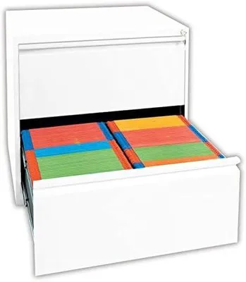 Produktbild von Büro Hängeregistratur Weiß komplett montiert 70x76x62cm (HxBxT) Hängeregisterschrank für DIN A4 Hängemappen mit 2 Schüben doppelbahnig 561227
