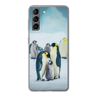 Produktbild von MuchoWow® Handyhülle Schutzhülle Hülle für Samsung Galaxy S21 Kaiserpinguin-Küken wird gefüttert Silikon Softcase Handy Hülle - Softcase