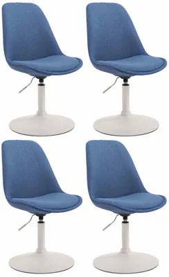 Produktbild von CLP 4er Set Esszimmerstühle Maverick Stoff drehbar und stufenlos verstellbar - Farbe: blau, Gestellfarbe: weiß