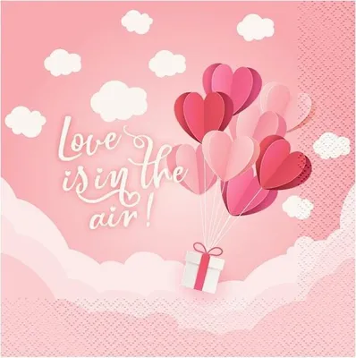 Image de Serviettes Love Is In The Air Pink 20 pièces 33 x 33 cm