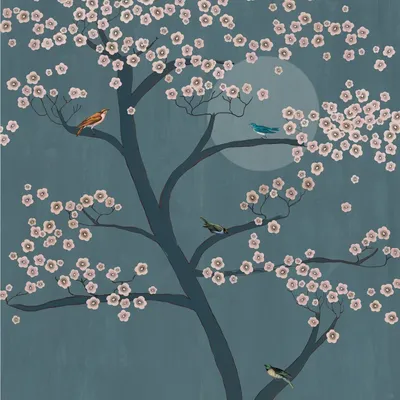 Produktbild von Fototapete 542134 Vliestapete Botanical Dschungel 200 x 280 cm Rasch Selection Rosa Braun Blau