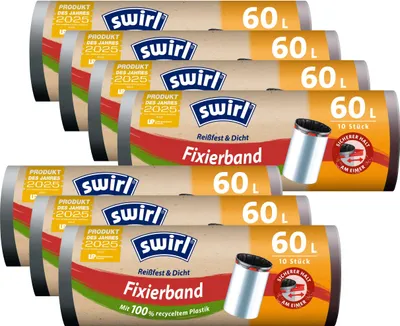 Produktbild von 7x Swirl Fixierband Müllbeutel 60L ( 10 stk./Rolle )