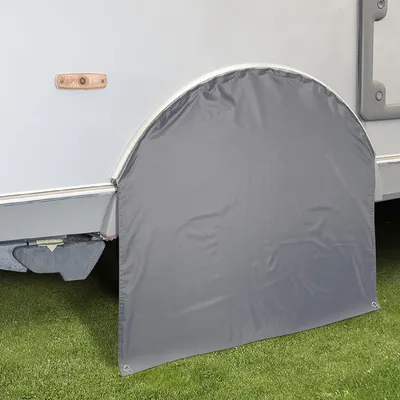 Produktbild von Radabdeckung 88x89cm für Wohnwagen und Wohnmobile – Wetterfeste Radkastenabdeckung, Reifenabdeckung Keder Ø7mm  - 2 Ösen