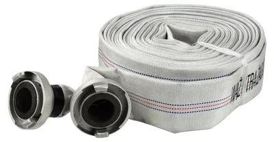 Produktbild von Garronda Flachschlauch 2 Zoll 30 m verstärkter Druckschlauch 8 bar Feuerwehrschlauch mit Schnellkupplungen Layflat-Schlauch Wasserförderung GD-0233 Weiß