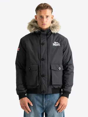Produktbild von Herren Winterjacke mit Kapuze normale Passform FARRINGDON Black/White M Lonsdale