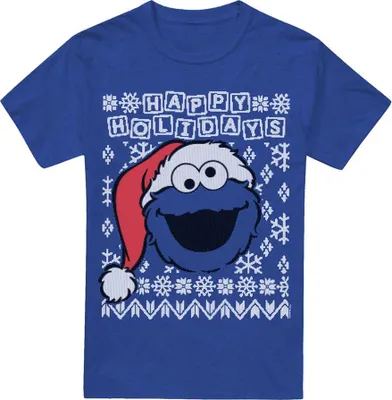 Immagine prodotto di Sesame Street - Maglietta "Ugly Christmas" per uomo/donna unisex, screziata TV20481 (XL) (blu royal)
