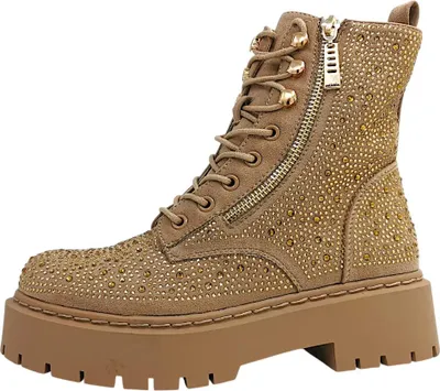 Image de La Strada - Bottines à lacets pour femmes, couleur beige, style décontracté