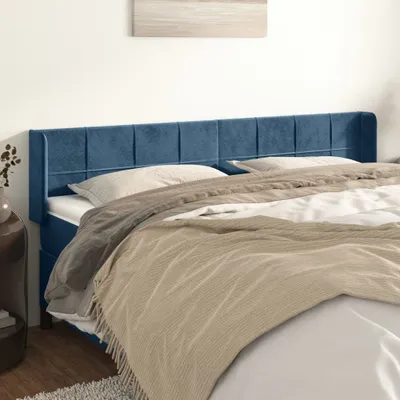 Produktbild von Kopfteil mit Ohren Dunkelblau 163x16x78/88 cm Samt