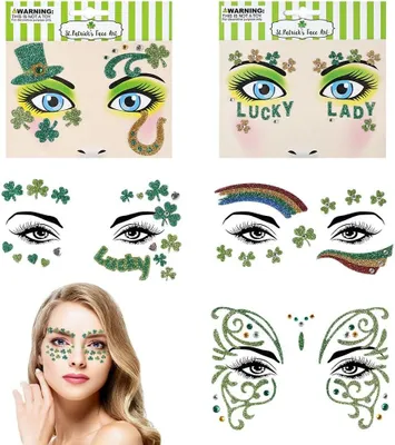 Imagen del producto de Calcomanías para tatuajes faciales con purpurina, 6 hojas, con diferentes diseños, ideales para el carnaval