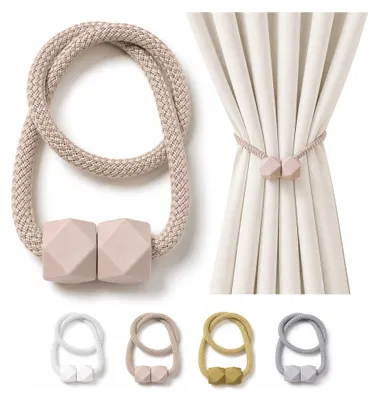 Produktbild von MEBLE ODNOWA, Klammer, Magnetverschluss, Vorhanghalter, Würfelförmig QUASTEN für Vorhänge mit Magnet, Würfel, Beige