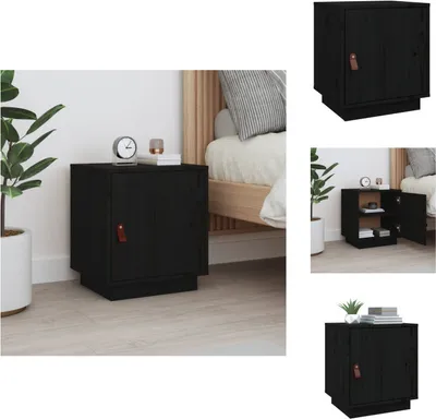 Produktbild von vidaXL Nachttisch Schwarz 40x34x45 cm Massivholz Kiefer -  Nachttische