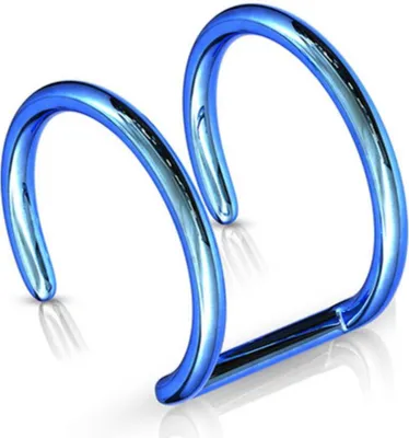 Produktbild von Fake Helix: Piercing Ohrklemme "2 Ringe" Blau