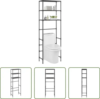 Produktbild von The Living Store Toilettenregal 3 Ablagen Schwarz 53x28x169 cm
