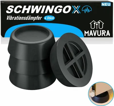 Produktbild von SCHWINGOX Schwingungsdämpfer Waschmaschine Trockner Vibrationsdämpfer Vibrationsabsorber Gummifüße [4er Set] schwarz
