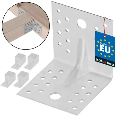 Productafbeelding van KOTARBAU® 50 Stuks Hoekverbinder - Verzinkt Staal - 80 x 80 x 80 mm - Zilver - Hoekanker Met Ril - Zware Hoekverbinding - Hoekijzer - Versterkingshoek - Montagehoek Voor Houtconstructies