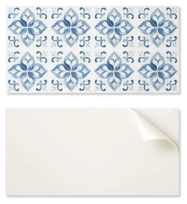 Image de Vinyle adhésif imprimé, dimensions 120x60 cm, motif floral pour carrelage