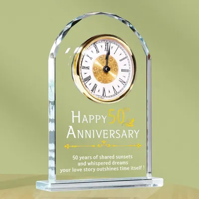 Kristall Tischuhr 50. Hochzeitstag Goldene Hochzeit Geschenk