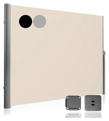 Produktbild von Ausziehbare Seitenmarkise 200x300 cm aus Aluminium für Sichtschutz auf Terrasse, Balkon und im Garten (Beige)