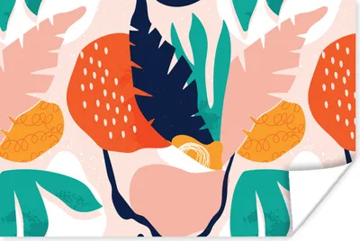 Produktbild von MuchoWow® Poster Blätter - Farben - Muster 90x60 cm - Schlafzimmer