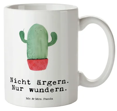 Produktbild von Mr. & Mrs. Panda steingut tasse Kaktus Wut - Weiß - Geschenk, Große Teetasse, Chefin, Kollegin, Kakteen, Henkelbecher, Büro, Haferl, Kollege, Pott, großer becher