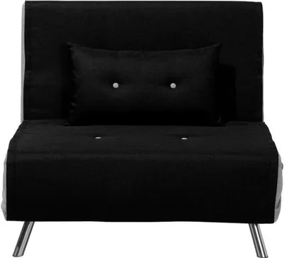 Zdjęcie produktu dla BELIANI Sofa rozkładana czarna tapicerowana kanapa do salonu pokoju z funkcją spania metalowe srebrne nogi