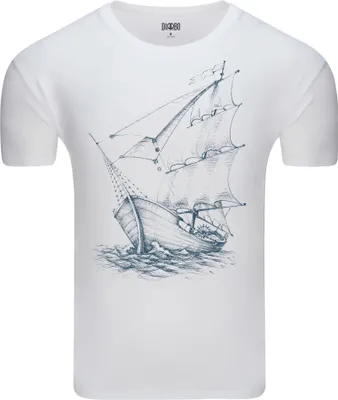 Produktbild von Diarbo Herren T-Shirt mit klassischem Druck Segelboot Weiß Gr.S