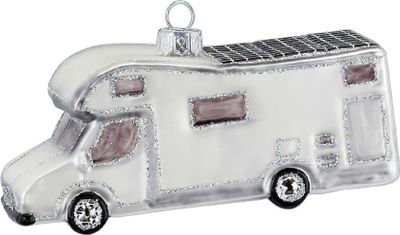 Christbaumschmuck Glas Wohnmobil Camper 7cm weiß