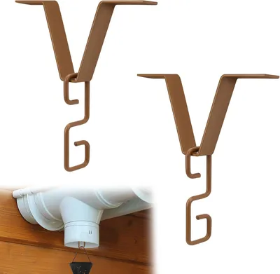 Obrázek produktu pro Sada 2 dešťových řetězů ve tvaru V pro okapy s upevňovacími sponami, dešťové řetězy k zavěšení venku, svod, květináč, záchytná nádoba, zlatá barva