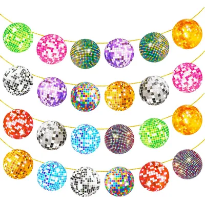 Produktbild von Disco-Girlande - Mit glitzernden Discokugeln - Partydekoration - 2er Set