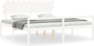 Produktbild von vidaXL Seniorenbett mit Kopfteil 200x200 cm Weiß Massivholz