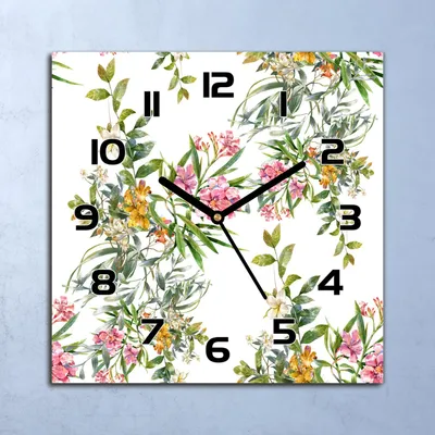 Produktbild von Wanduhr Echt-Glas-Küchenuhr Blühende zarte Bäume Quarz 30x30 Deko Bilder