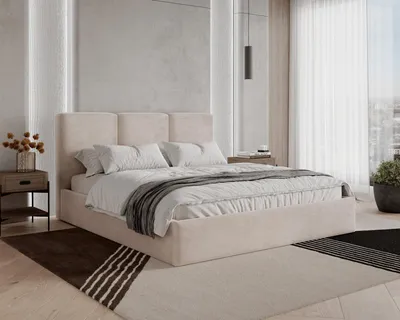 Produktbild von BESILIO Polsterbett mit Stauraum 200x200 Mira – schlankes, minimalistisches Bett mit Metallrahmen – Beige