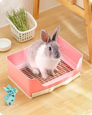 Produktbild von Famanu Katzenklo für Kaninchen - mit herausnehmbarer Schublade - L (rosa)