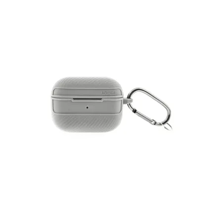 Image de Étui pour écouteurs en carbone compatible avec AirPods Pro avec mousqueton Gris