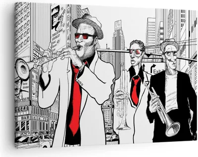 Produktbild von Bild auf Leinwand - Leinwandbild - Jazz Musik Musiker - 70x50cm - Wand Bild - Wanddeko - Wandbilder - Leinwanddruck - Bilder - Kunstdruck - Wanddekoration - Leinwand bilder - Wandkunst - AA70x50-3565
