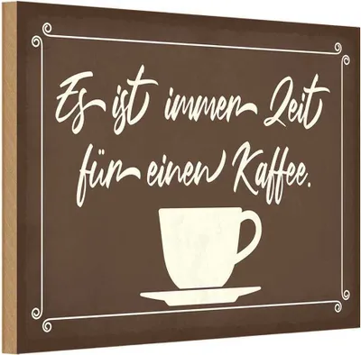 Produktbild von vianmo Holzschild 20x30 cm ist immer Zeit für einen Kaffee Spruch Zitat