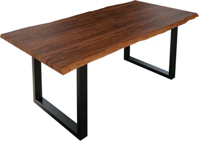 Produktbild von Esstisch Baumkante massiv Akazie nougat 220 x 100 cm schwarz LAUREN