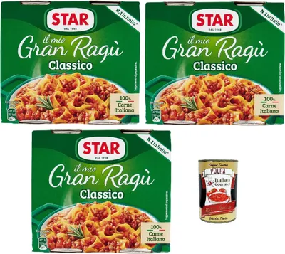 Produktbild von Il Mio Gran Ragù Star Classico, N.1 in Italien, tomatensauce 6x 180g sauce Tomatensuppe, Fleisch und Tomatensauce + Italian Gourmet polpa 400g
