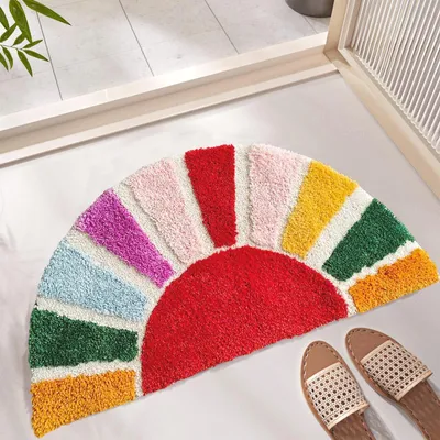 Image de Tapis de bain bohème avec motif soleil, 40 x 76 cm