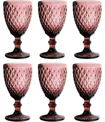 Productafbeelding van Vintage set van 6 wijnglazen in paars