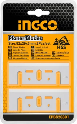 Immagine prodotto di Lame per pialla elettrica, set di 2 lame di ricambio per pialla elettrica manuale per la lavorazione del legno in HSS, 82 x 29 x 3 mm Ingco
