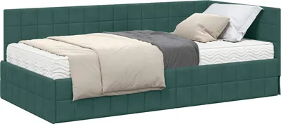 Obrázek produktu pro Rohový rám postele s matrací s čelo 2 pcs Zelená samet
