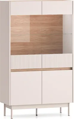 Obrázek produktu pro FURNLUX Vitrína Dunea Dub a béžová 92 cm / Hlavní barva: béžová / Rozměry: 92 x 156 x 40 cm
