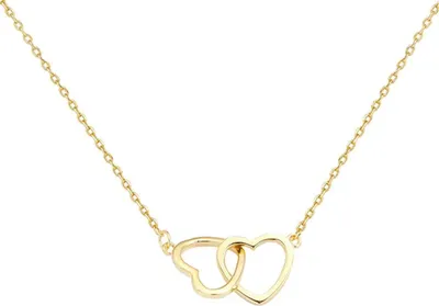 Produktbild von Romantische Halskette Double Herz aus Gold - Elegante Damenhalskette KP34601