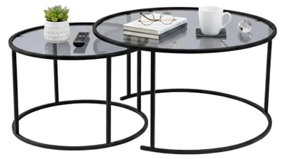 Produktbild von Aedion - Couchtisch, 80x80x43 cm Schwarz, Set aus 2 Tischen