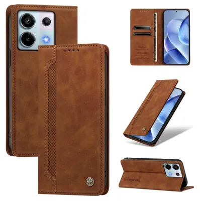 Produktbild von Handyhülle für Xiaomi Redmi Note 13 Pro 5G, Leder Wallet Klapphülle mit Standfunktion, Stoßfeste Schutzhülle Braun